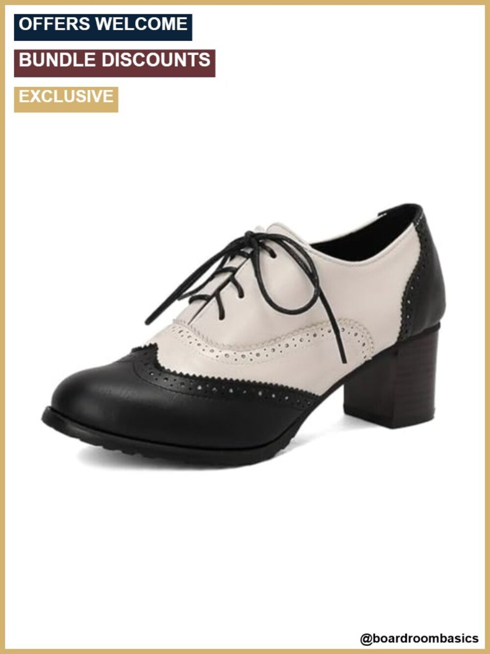 Vintage Oxford Heels Chunky Heel Lace Up Saddle Shoes Wingtip Brogue Perforated